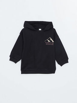 Kap??onlu Bask?l? Kal?n Erkek ?ocuk Sweatshirt