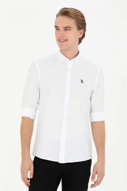 Мужская белая базовая рубашка с длинным рукавом - U.s. polo assn фото 3