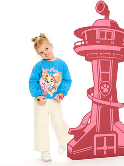 Bisiklet Yaka Paw Patrol Bask?l? K?z Bebek Sweatshirt