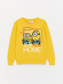 Bisiklet Yaka Minions Bask?l? Uzun Kollu Erkek ?ocuk Ti??rt