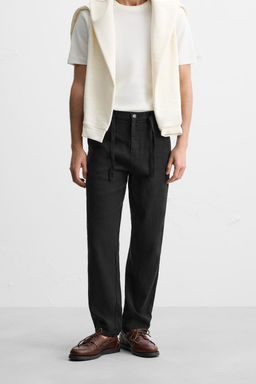 COTTON/LINEN RELAXED FIT TROUSERS - Zara фото 2