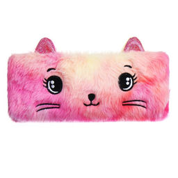 Пенал школьный меховой на молнии Calligrata «Кошечка», пушистый, с ушками, МИКС