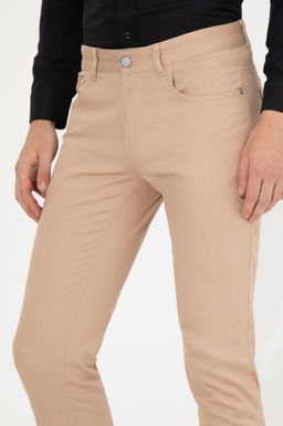 Erkek Slim Fit Kum Kanvas Pantolon
