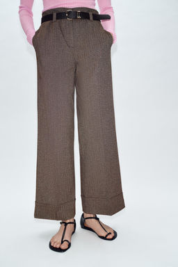 HERRINGBONE TROUSERS WITH BELT - Zara фото 2