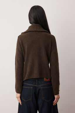 Wardrobe Essentials Koyu Gri Yun Kar?s?ml? Sakal/Tuylu Iplik Fermuarl? Triko H?rka | TWOAW26HI00149 - Trendyolmilla фото 13