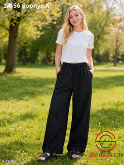 Женские брюки из льна на резинке