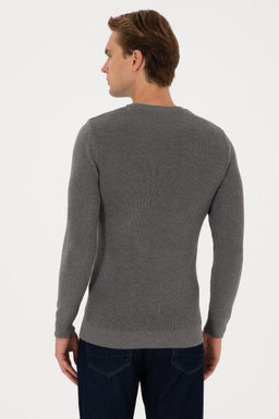 Erkek Slim Fit Bisiklet Yaka Gri Melanj Basic Kazak - U.s. polo assn фото 5