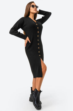 Женское вязаное платье в рубчик оверсайз Happyfox