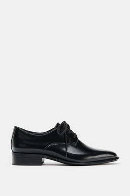 LEATHER LACE-UP DERBY SHOES - Zara фото 3