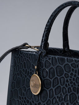 Сумка кожаная шоппер Deboro 30638 синий камень