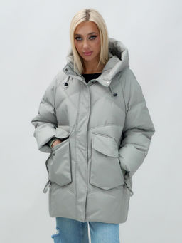 Куртка летучая мышь женская с капюшоном зимняя зеленого цвета 9617Z - Mtforce фото 13