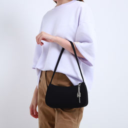 Сумка багет из текстиля, Nazamok, 23*13*5 см, черный цвет