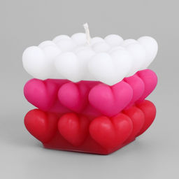 Свеча декоративная Бабл Сердце, 6 см, бело-розовая - Дарим красиво фото 2