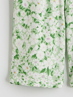 Beli Lastikli ?i?ekli K?z ?ocuk Pantolon