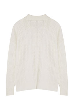 Ekru Genis Kal?p Yumusak Dokulu Triko Kazak TWOAW21KZ2635