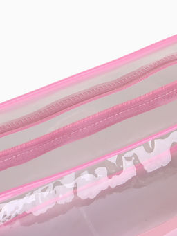 Косметичка на молнии для бассейна, с ручкой, прозрачный/розовый