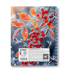 Светоч Т211 Тетрадь общая с твердой обложкой, матовая ламинация + выборочный лак A5 96 л. на гребне 65 г/кв.м , белизна 100 % 4 шт. клетка 01555 Зимняя ягода фото 5