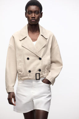 CROPPED JACKET WITH ELASTICATED HEM - Zara фото 2