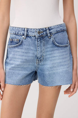 Mavi Paca Kesikli Yuksek Bel Ekstra Mini Sort TWOSS26SR00133 - Trendyolmilla фото 3