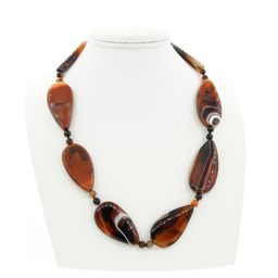 Бусы агат, плоская капля 24х50мм, средние 56см