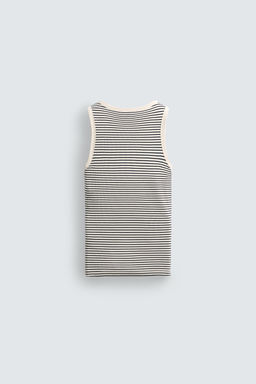 CAMISETA TANK JACQUARD RAYAS X AARON LEVINE / Crudo / Azul