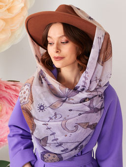 Большой, мягкий, тонкий и очень нежный двусторонний палантин с рисунком в стиле арт-деко - Tantino фото 10