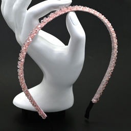 Ободок для волос с цирконом, цвет розовый