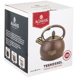 Чайник со свистком Agness 3 л с индукционным капсульным дном