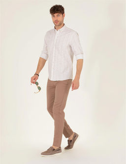 Vizon Slim Fit Keten Kar___ml_ Kanvas Pantolon