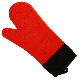 Прихватка-варежка (рукавица) силиконовая 37х18х1,5см, с манжетом, подкладка х/б с синтепоном, цвета в ассортименте: оранжевый; серый; голубой; салатовый (Китай)