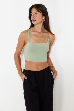 Siyah-Yesil 2li Paket Poliamid Icerikli Ask?l? Crop Fitted Esnek Orme Atlet TWOSS24AL00053