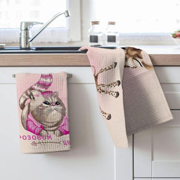 Комплект вафельных полотенец 48*60 см, 3 штуки (Розовый кот) - Ивановотекстиль фото 8