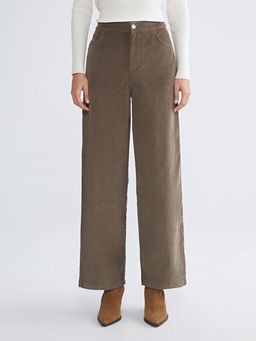 Beli Lastikli Kadife Kad?n Pantolon