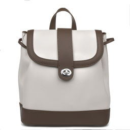9933 offwhite brown, Женский кожаный рюкзак, Barcelo Biagi