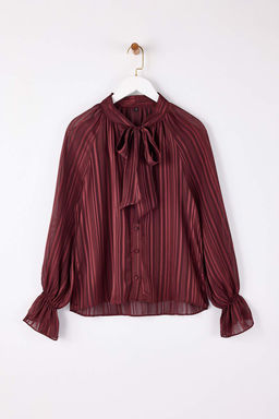 Koyu Bordo Fular Detayl? Gomlek TWOSS26GO00020