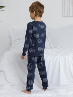 К 1552/морской синий,дорожная техника пижама дет