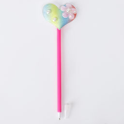 Цена за 12 шт. Ручка Радужное сердце, синие чернила, МИКС - Simaland фото 2