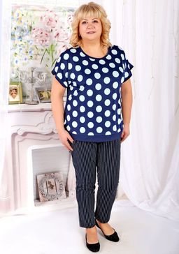 Футболка Красотка горох голубой - Марлен фото 4