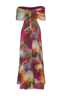 Cok Renkli A-Kesim Astarl? Asimetrik Yaka Sifon Dokuma Uzun Ucus Ucus Abiye Elbise TPRSS24AE00055 - Trendyolmilla фото 8