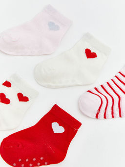 Kalp Desenli K?z Bebek Soket ?orap 5li