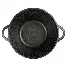 Кастрюля с антипригарным покрытием 2л, д22см "Гранит", h11см, s0,4см, литые ручки, стеклянная крышка с пароотводом, форма "Классик волна", подарочная упаковка (Россия)