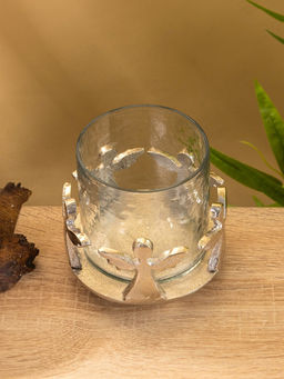 Подсвечник со стеклом Ангелочки, 11?11?11 см, алюминий