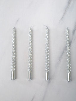 Свеча стержень 4 штуки 20 см витая / SW-702 /уп 144/ серебрянная - ГалеонТрейд фото 7