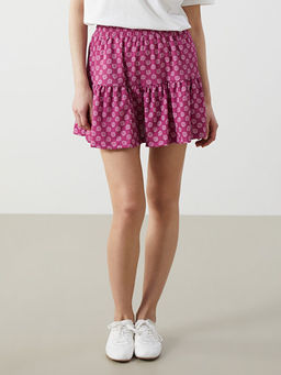 Beli Lastikli Desenli Kad?n ?ortlu Etek