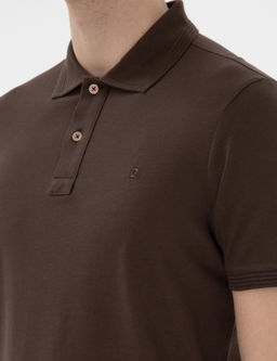 Kahverengi Slim Fit K_vr_lmaz Polo Yaka Basic Ti__rt - Pierre cardin фото 7