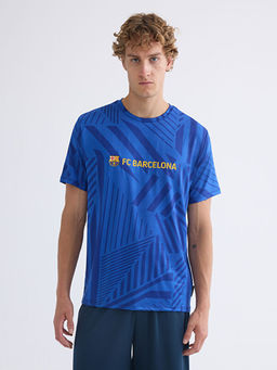 Bisiklet Yaka K?sa Kollu Barcelona Bask?l? Erkek Ti??rt