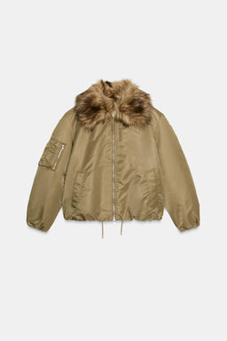 FAUX FUR COLLAR BOMBER JACKET ZW COLLECTION - Zara фото 6