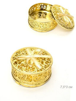 Цена за 12 шт. Шкатулка круглая 7 см / 537-10 /уп 12/600/микс - Галеонтрейд фото 3