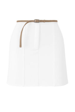 Beyaz Kemerli Mini Dokuma Etek Gorunumlu Sort TWOAW25SR00027