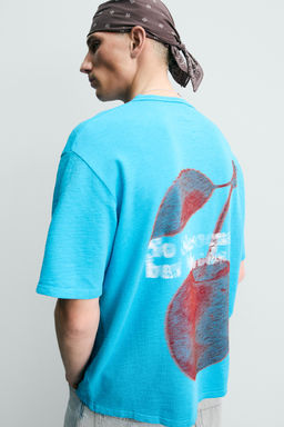 CAMISETA PUNTO LAVADO ESTAMPADOS / Azul agua